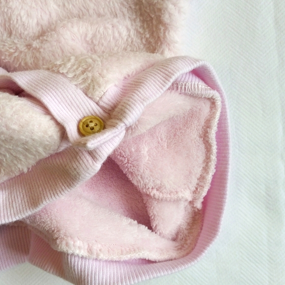 first impressions fluffy pastel pink fleece hoodie cardigan sweater 3-6 months - Picture 5 of 6